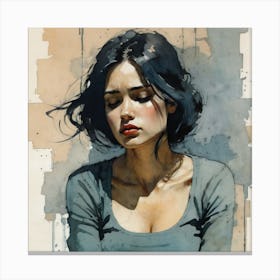 Woman With Her Eyes Closed Canvas Print