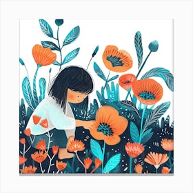 Little Girl In The Garden 2 Canvas Print