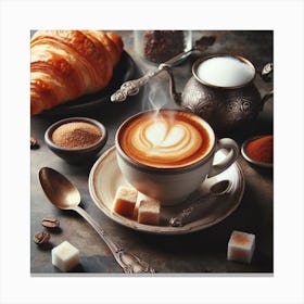 Coffee And Croissants 2 Canvas Print