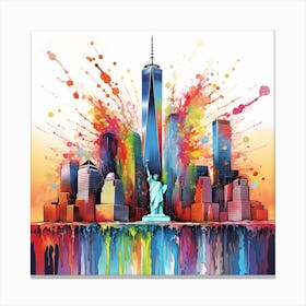 City Colorful Paint Splash Style Art Canvas Print