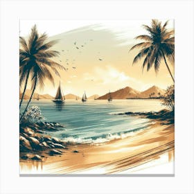 Illustration seaside Canvas Print