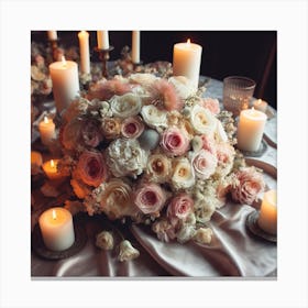Wedding Bouquet With Candles Canvas Print