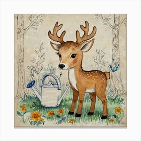 Little Deer In The Woods Canvas Print