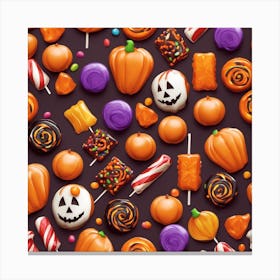 Halloween Candy Seamless Pattern 1 Canvas Print