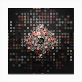 Vintage Pale Corona Amaryllis Floral Wreath on Dot Bokeh Pattern n.0784 Canvas Print