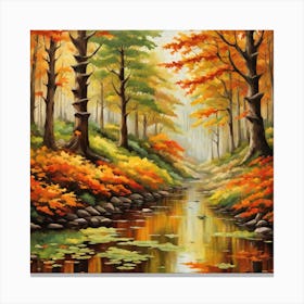 Forest In Autumn In Minimalist Style Square Composition 204 Canvas Print