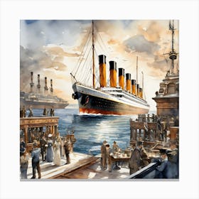 Titanic Over Ocean Art Canvas Print