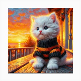 Kitten At Sunset Canvas Print