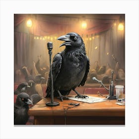 Crows At The Microphone Canvas Print