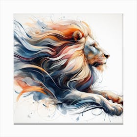 Experience The Beauty And Grace Of A Lion In Motion With This Dynamic Watercolour Art Print 4 Canvas Print