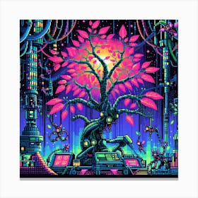 8-bit cybernetic jungle Canvas Print