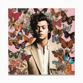 Harry Styles Butterfly Collage 3 Square Canvas Print