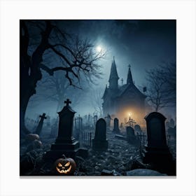 Graveyard At Night 11 Canvas Print