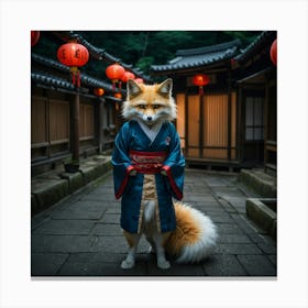 Fox In A Kimono Canvas Print