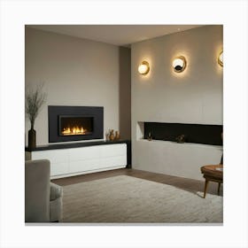 Modern Living Room With Fireplace 13 Canvas Print