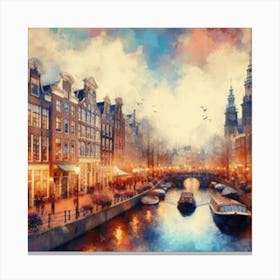 Amsterdam At Night Canvas Print