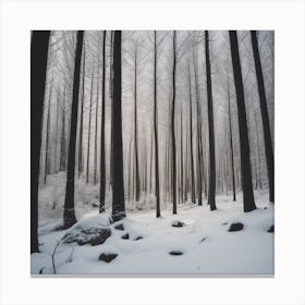 Picture Of A Forest With Snow Canvas Print