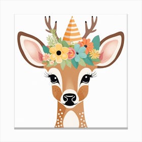 Floral Baby Deer Nursery Illustration (28) Canvas Print