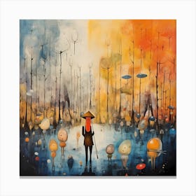 Bauhaus Bliss: Abstract Watercolour Dance in Harmonic Tones Canvas Print