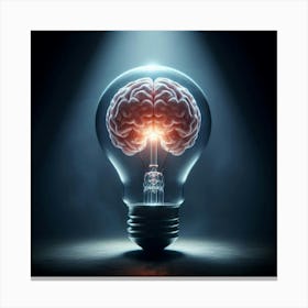 Light Bulb With Brain Inside Canvas Print