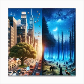 Forest And The City Canvas Print