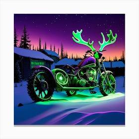 Motorcycle With Deer Antlers 1 Canvas Print