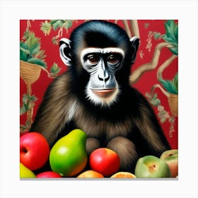 Mono Con Frutas Canvas Print