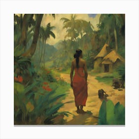 Woman In The Jungle Canvas Print