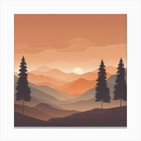 Misty mountains background in orange tone 85 Canvas Print