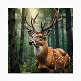 Deer In The Forest 15 Canvas Print