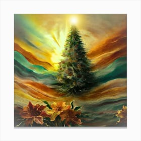 Christmas Tree with dreamy forest abstract art. Canvas Print