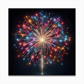 Fireworks On Black Background 1 Canvas Print