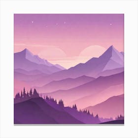 Misty mountains background in purple tone 23 Canvas Print