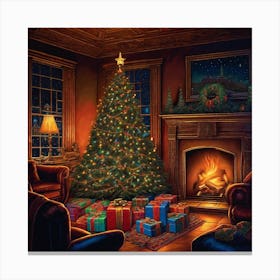 Christmas Tree In The Living Room 24 Canvas Print