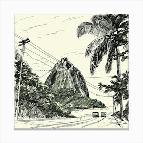 A Sugarloaf Mountain In Rio De Janeiro Hand Draw 1719996060 2 Canvas Print