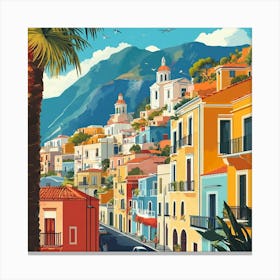 Of A Town In Italy Art Canvas Print