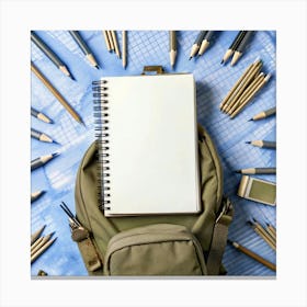 Backpack With Pencils And Notebook Canvas Print