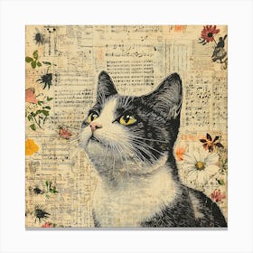 Cat With Flowers 1 Canvas Print