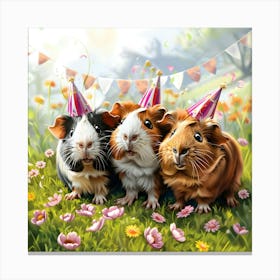 Guinea Pigs Garden Party Canvas Print