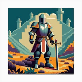 Pixel Art Medieval Knight Poster 1 Canvas Print