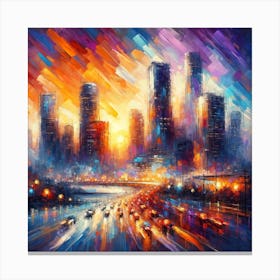 Cityscape At Night Canvas Print