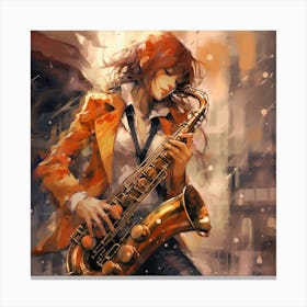 Saxophone Girl Canvas Print