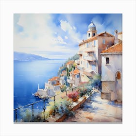 Pastel Perfection: Impressionist Elegance on Italian Shores Canvas Print