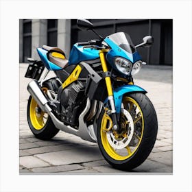 Blue And Yellow Motorcycle Canvas Print