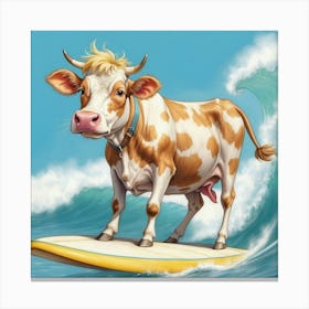 Cow Surfing 3 Canvas Print