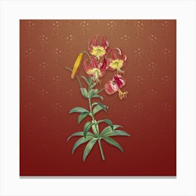 Vintage Turban Lily Botanical on Falu Red Pattern n.2402 Canvas Print