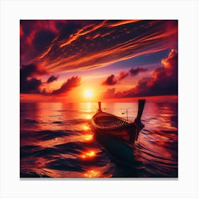 The Boat And The Sunset Canvas Print