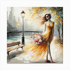 Girl In Yellow Dress Canvas Print