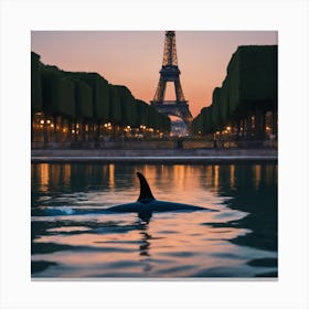 Orca In Paris Eiffel tower Canvas Print