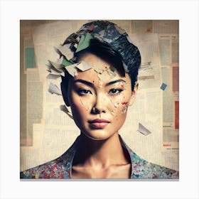 Asian Woman With Newspaper Canvas Print
